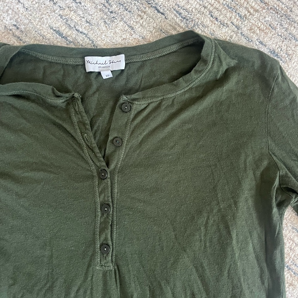 Michael Stars Dark Green Henley